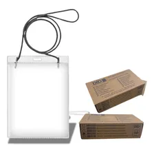 Porta Crachá Vertical Com Cordão P Eventos 10,8x13cm Kit 50 Peças Deo Plasticos Foto mini 3