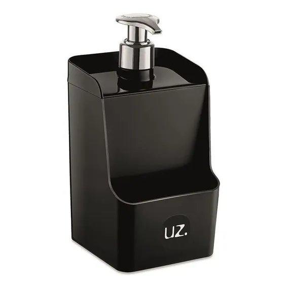 Porta Detergente Slim Com Suporte Para Esponja 500ml Preto Foto 1