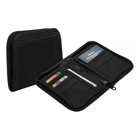 Porta Documentos E Passaporte Lyor De Poliéster Preto 18cm Foto 1