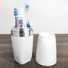 Porta Escova De Dente Saboneteira Líquida E Porta Algodão Uz Cor Branco Foto mini 4