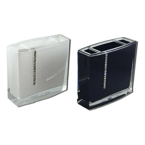 Porta Escova Em AcrÃlico Com Strass Ba7001 Branco Foto 1