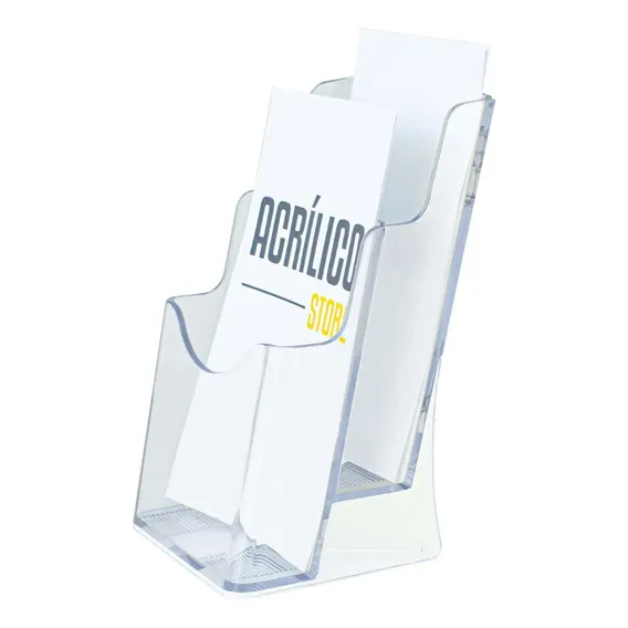 Porta Folheto Duplo Com Bolsas A6 Vertical 10x15cm AcrÃlico Store Foto 1