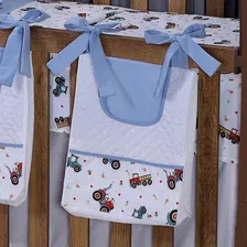 Porta Fralda Estampado Com Laço P/ Varão Ou Berço 2 Peças Cor Trator Liso Foto mini 2