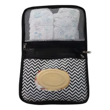 Porta Fralda Lenço Bebê Organizador Higiene Impermeável Cor chevron preto Foto mini 3