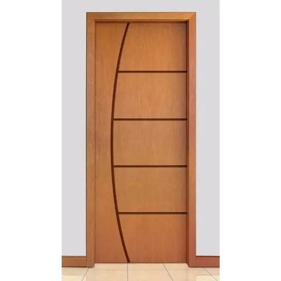 Porta Frisada De Madeira Com Batente 14cm Montada Cor Marrom Foto 1