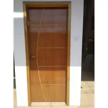 Porta Frisada De Madeira Com Batente 14cm Montada Cor Marrom Foto mini 3