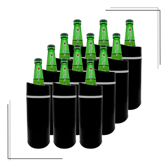 Porta Garrafa Térmico Cerveja 600ml Camisinha Preto - 12 Uni Foto 1