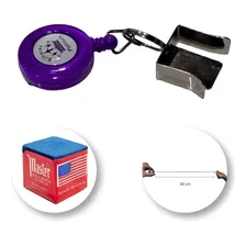 Porta Giz Para Sinuca Com Elástico + Giz Master Profissional Cor Vinho Foto mini 1