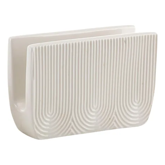 Porta Guardanapo Decorativo Enfeite Mesa Posta Cerâmica Cor Porta Guardanapo Branco Foto 1