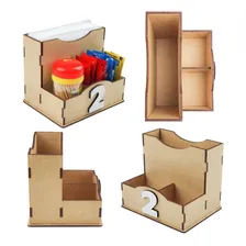 Porta Guardanapo E Sachês Para Mesa Em Mdf Crú 25 Unidades Cor Marrom Foto  mini 1