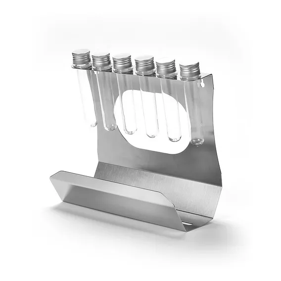 Porta Guardanapo Rolo Com Porta Temperos De Parede - Inox Foto 1
