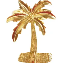 Porta Guardanapos Anél Palmeira Coqueiro Dourado Kit 4 Peças Foto mini 1