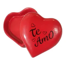 Porta Joia Em Formato De Coração Vermelho De Ceramica Te Amo Foto  mini 1