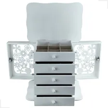 Porta Joias Grande Porta Bijuterias Caixa Para Joias Luxo Cor Branco Foto mini  3