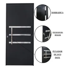 Porta Lambril De AlumÃnio 210 X 90cm Com Puxador E Friso Foto mini 3
