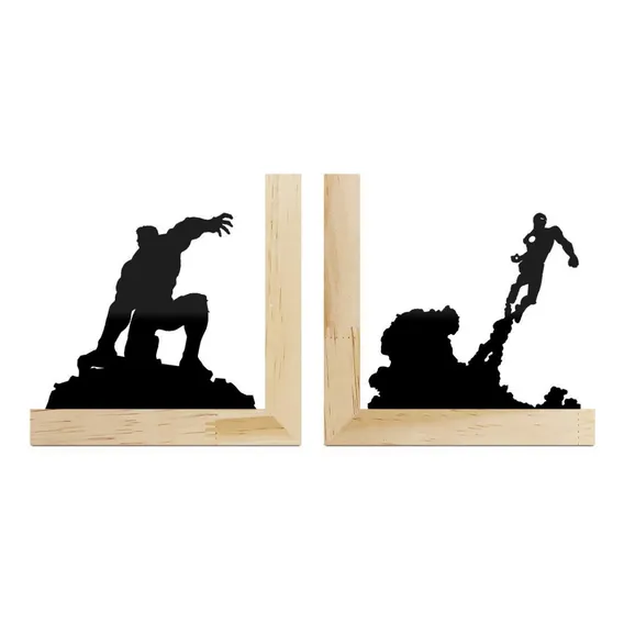 Porta Livros Madeira Her贸is Foto 1