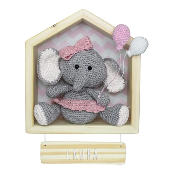 Porta Maternidade Nicho Casinha Elefante Menina Bexiga Bebê Foto 1