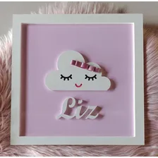 Porta Maternidade Nome Cursivo Relevo Mdf 30 Cm Modelos Cor Rosa Foto mini  2