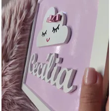 Porta Maternidade Nome Cursivo Relevo Mdf 30 Cm Modelos Cor Rosa Foto mini 4