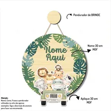 Porta Maternidade Safari Baby Aquarela E Nome Personalizado Cor Bichinhos Safari Baby Aquarelado Foto mini 2