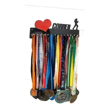 Porta Medalha Corrida Fem Amo Correr Coração Vermelho Cor Preto Foto mini  2