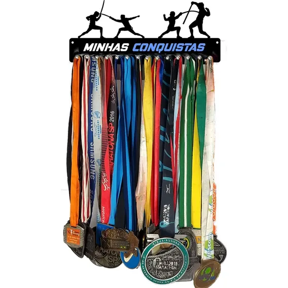 Porta Medalha Esgrima Para Até 50 Medalhas Cor Preto Foto 1
