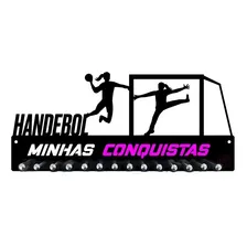 Porta Medalha Handebol Feminino Para Até 50 Medalhas Cor Preto Foto  mini 1