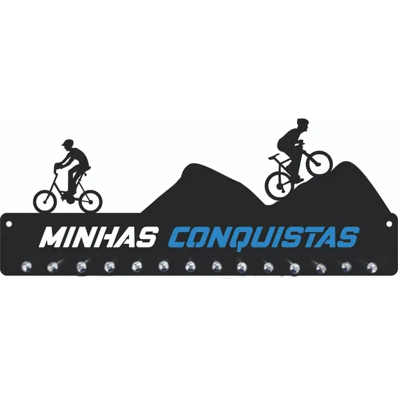 Porta Medalha Mtb + Bike Nuvenzinha P/ Até 50 Medalhas Cor Preto Foto 1