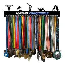 Porta Medalhas Crossfit Masc Para Ate 100 Medalhas Cor Preto Foto mini 1