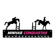 Porta Medalhas Hipismo Feminino Para Até 50 Medalhas Cor Preto Foto mini 2