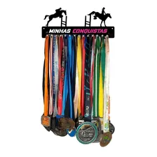 Porta Medalhas Hipismo Feminino Para Até 50 Medalhas Cor Preto Foto mini 1