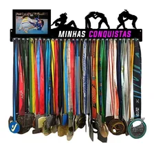 Porta Medalhas Jiu Jitsu Fem Portaretrato P Até 100 Medalhas Cor Preto Foto mini  2
