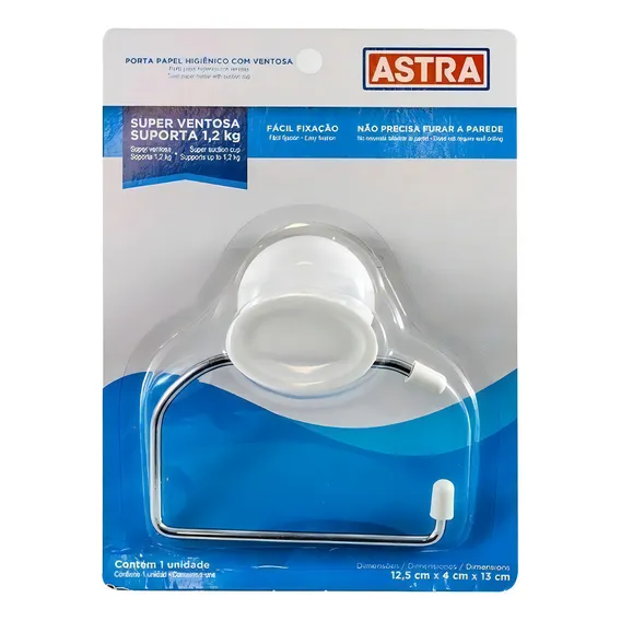 Porta Papel Higiênico C/ Ventosa Astra Cor Branco Foto 1