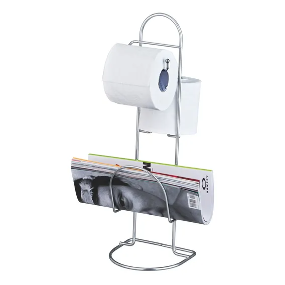 Porta Papel Higienico Com Revisteiro Suporte 2 Rolos Cromado Foto 1