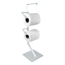 Porta Papel Higiênico De Chão Duplo Para Lavabo Banheiro Cor Branco Foto mini 1