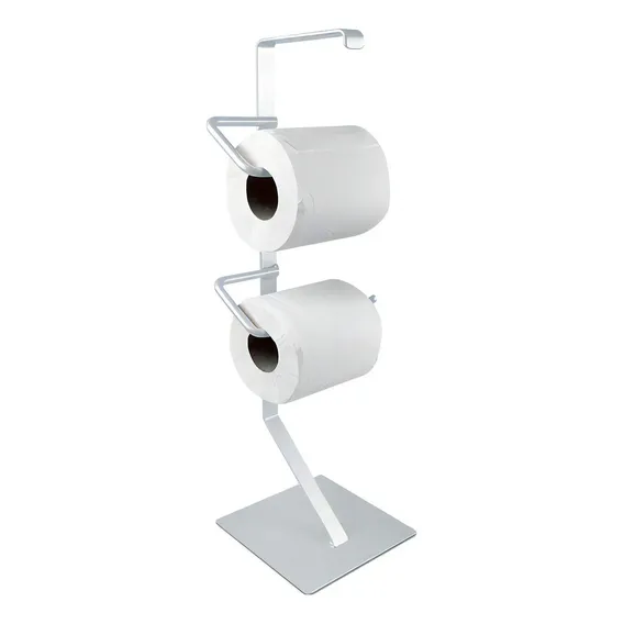 Porta Papel Higiênico De Chão Duplo Para Lavabo Banheiro Cor Branco Foto 1