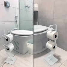 Porta Papel Higiênico De Chão Duplo Para Lavabo Banheiro Cor Branco Foto mini 3