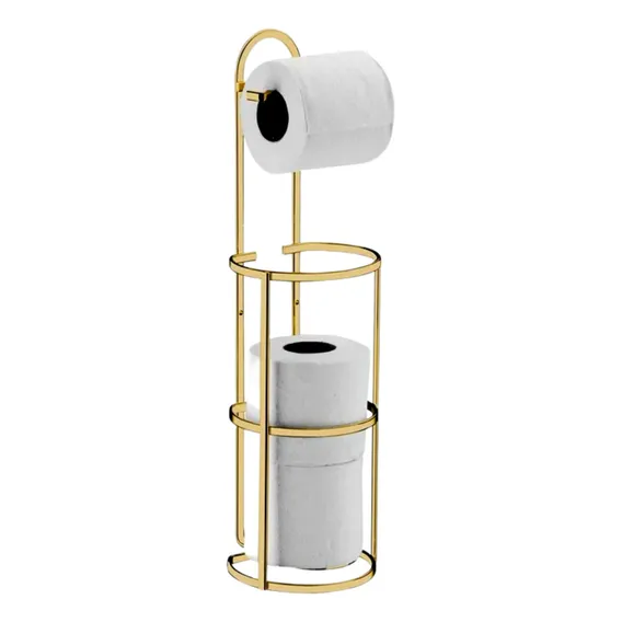 Porta Papel Higiênico Papeleira Chão 3 Rolos Dourado Future Foto 1