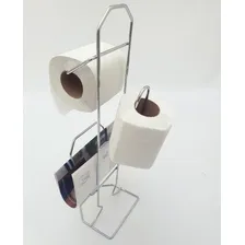 Porta Papel Higiênico Revisteiro Suporte Chão Aço Papeleira Foto mini 3