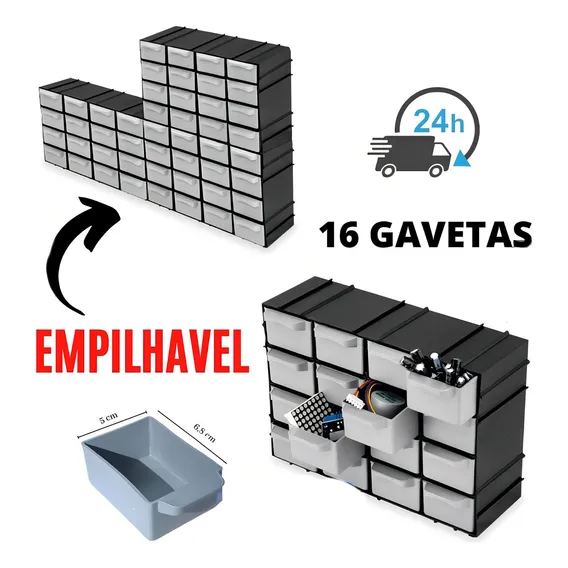 Porta Parafusos Organizador Caixa Gavetas Divisoria Medio Foto 1