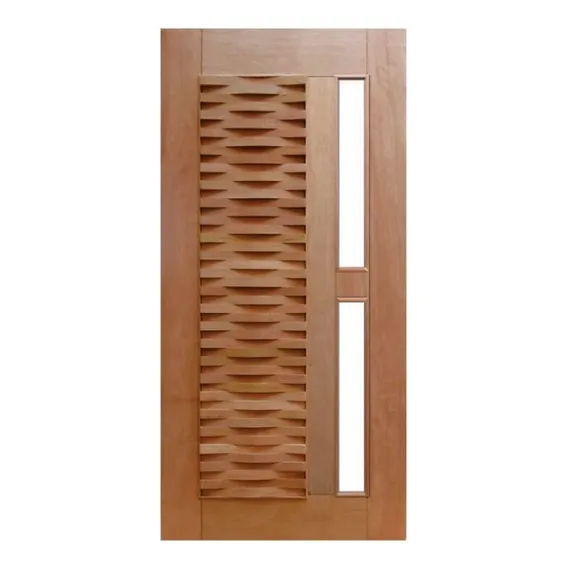 Porta Pivotante 100x210 Madeira Cedro Arana Ripada P/vidro Foto 1