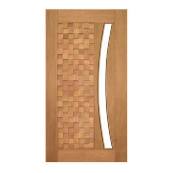 Porta Pivotante Detalhe P/vidro 100x210 Madeira Cedro Arana Foto 1