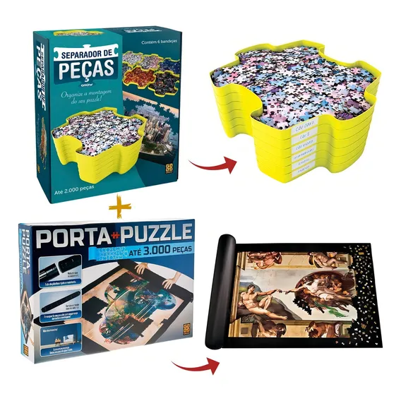 Porta Puzzle + Separador De Peças Para Quebra-cabeça Grow Foto 1