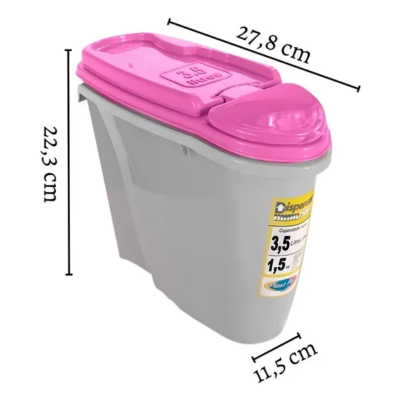 Porta Ração Dispenser Home 3,5l Plast Pet Cor Rosa Foto 1
