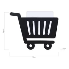 Porta Recado Geladeira + Bloco Papel / Carrinho De Compras Cor Preto Foto mini  2