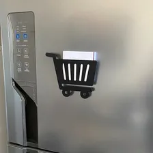 Porta Recado Geladeira + Bloco Papel / Carrinho De Compras Cor Preto Foto mini  3