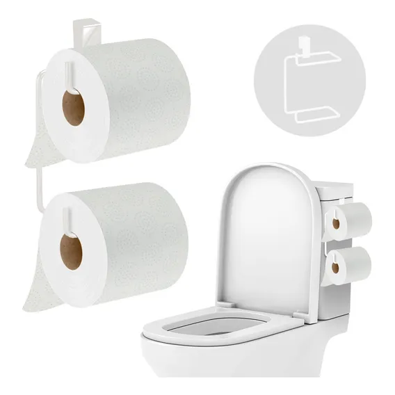 Porta Rolo Caixa Acoplada Duplo - Branco Foto 1