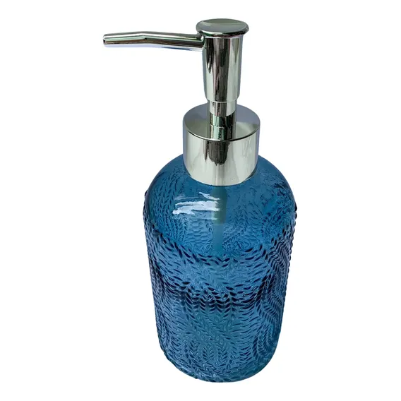 Porta Sabonete Líquido Dispenser 450ml Vidro - Saboneteira Cor Azul Foto 1
