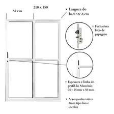 Porta Sacada De AlumÃnio 2 Folhas 210 X 150cm Com Fechadura Foto mini 3