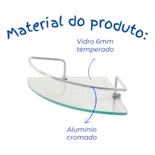 Porta shampoo de canto em vidro temperado 6mm dupla fixação Paradise Imports Prateado Foto mini 3